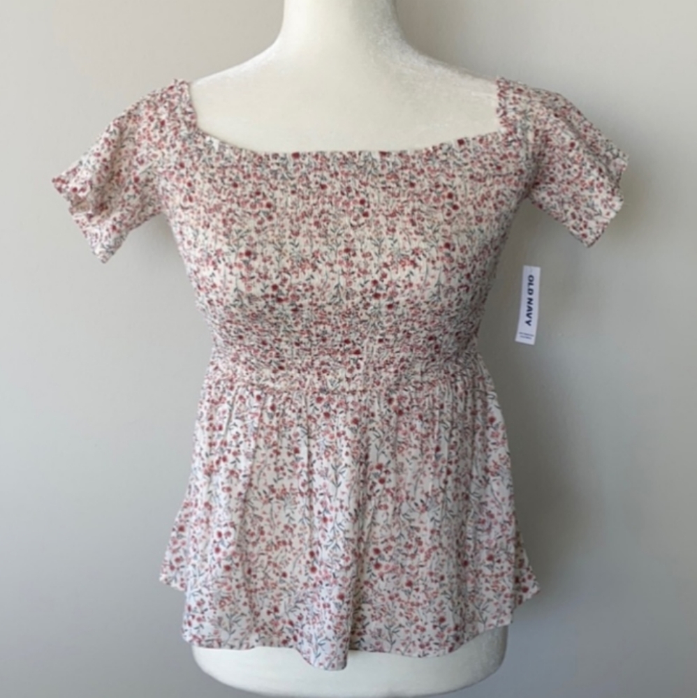 Old navy fitted bust off shoulder flowy summer top